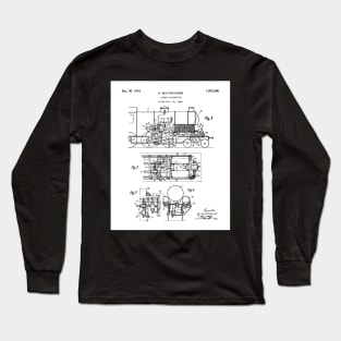 Steam Train Patent - Steam Locomotive Art - Black And White Long Sleeve T-Shirt